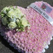 Massed heart in pink and white