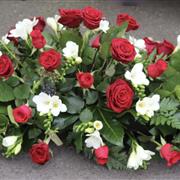 Red rose and freesia double ended spray
