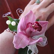 Orchid wrist corsage