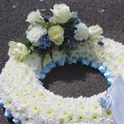 Classic blue and white wreath