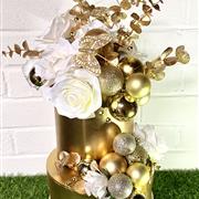 Golden tiered artificial hat box